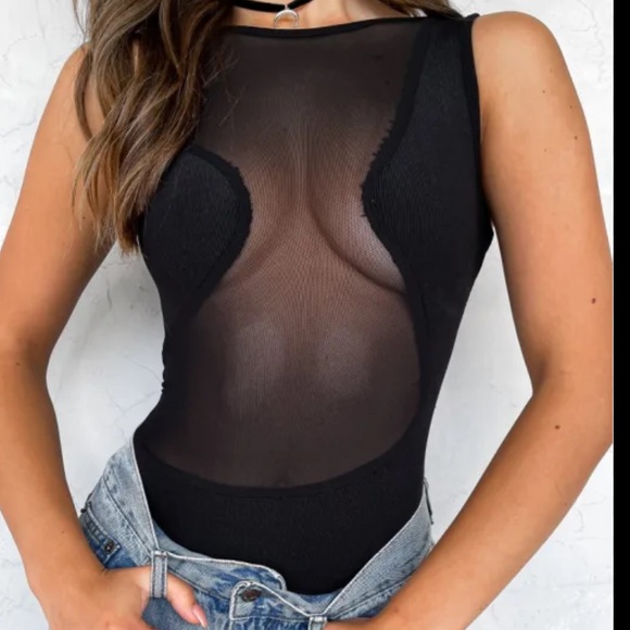White Fox Boutique Tops - White Fox Boutique Black Bodysuit mesh